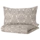 JÄTTEVALLMO Duvet cover and pillowcase, beige/dark grey, 150x200/50x80 cm