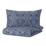 JÄTTEVALLMO Duvet cover and pillowcase, dark blue/white, 150x200/50x80 cm