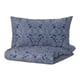 JÄTTEVALLMO Duvet cover and pillowcase, dark blue/white, 150x200/50x80 cm