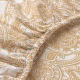 JÄTTEVALLMO Fitted sheet, yellow/white, 180x200 cm