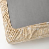 JÄTTEVALLMO Fitted sheet, yellow/white, 180x200 cm