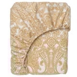 JÄTTEVALLMO Fitted sheet, yellow/white, 180x200 cm
