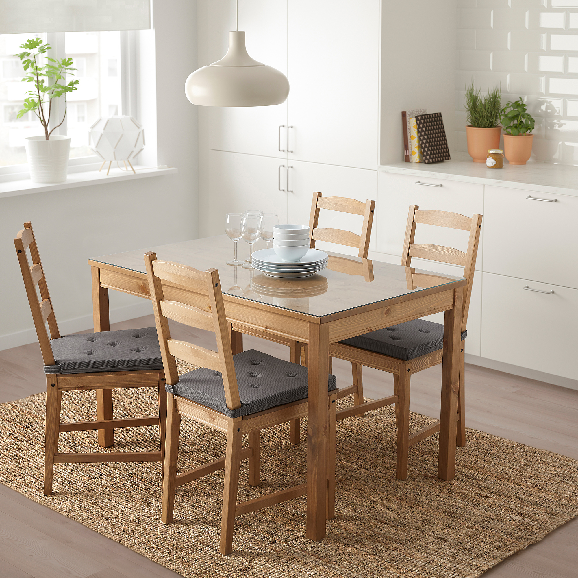 JOKKMOKK / JOKKMOKK Table and 4 chairs transparent/antique stain IKEA