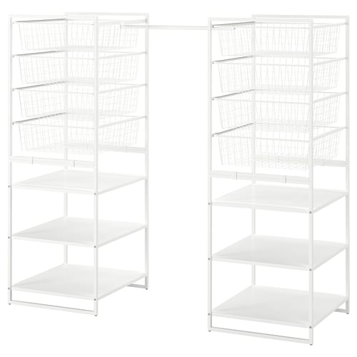 White JONAXEL storage system with shelves and baskets.