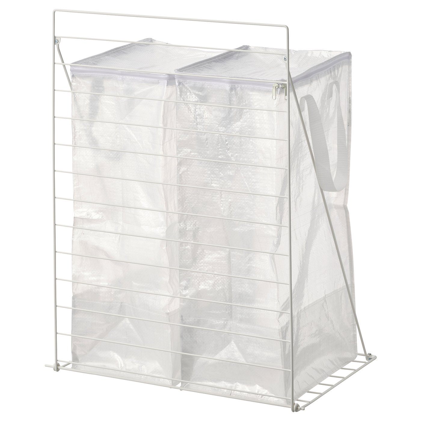 JOSTEIN bag with stand, white/transparent in/outdoor, 60x40x74 cm