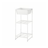 JOSTEIN Shelving unit with container, in/outdoor/wire white, 41x40x90 cm