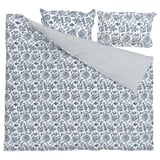 JUNIMAGNOLIA Duvet cover and 2 pillowcases, white/dark blue, 240x220/50x80 cm