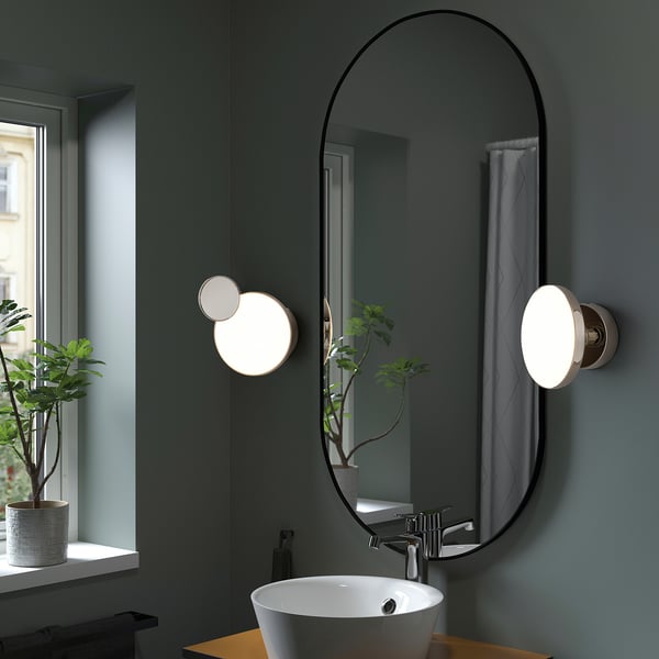 KABOMBA LED wall lamp with mirror, dimmable chrome-plated/glossy, 20 cm
