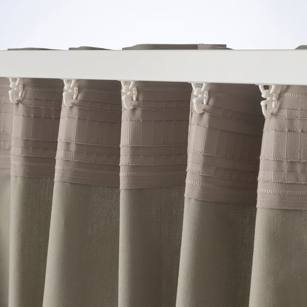 KALKFLY Room darkening curtains, 1 pair, dark beige, 145x250 cm