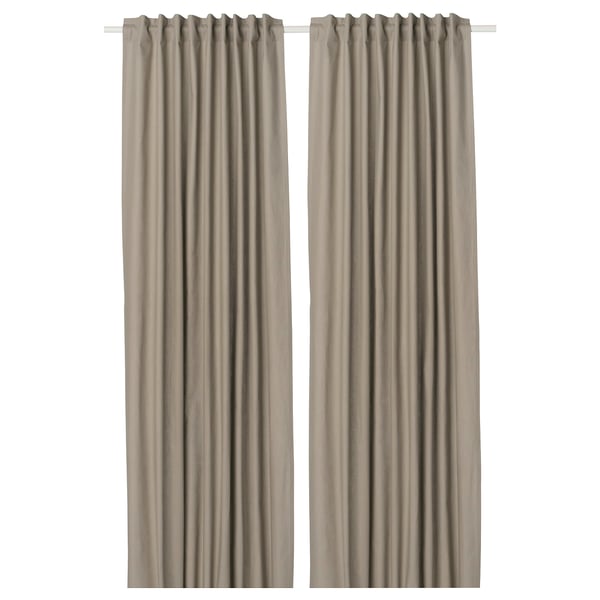 KALKFLY Room darkening curtains, 1 pair, dark beige, 145x250 cm