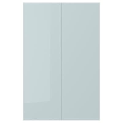 KALLARP 2-p door f corner base cabinet set, high-gloss light grey-blue, 25x80 cm