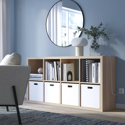 KALLAX Shelving unit, white stained oak effect, 77x147 cm