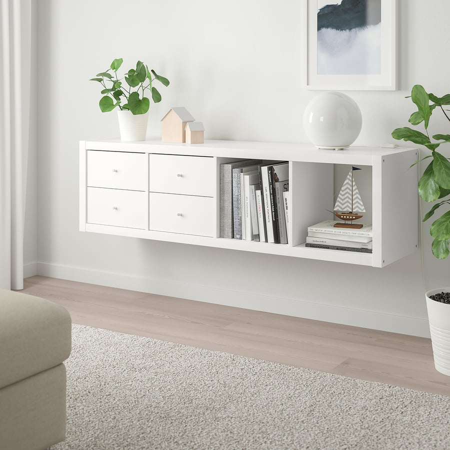 KALLAX shelving unit with 2 inserts, white, 42x147 cm IKEA Malaysia