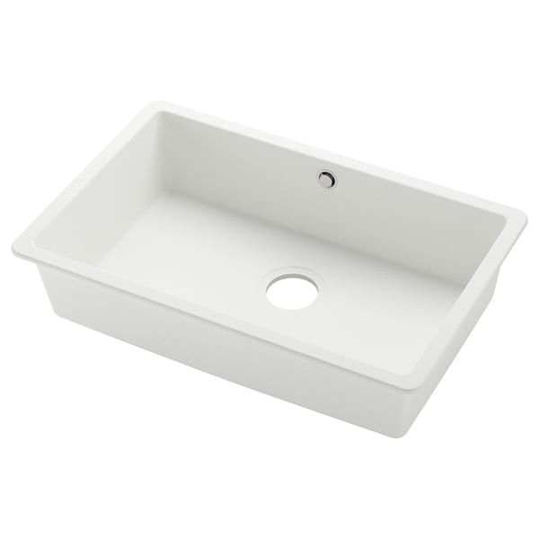KILSVIKEN white quartz sink, smooth, rectangular, single basin.