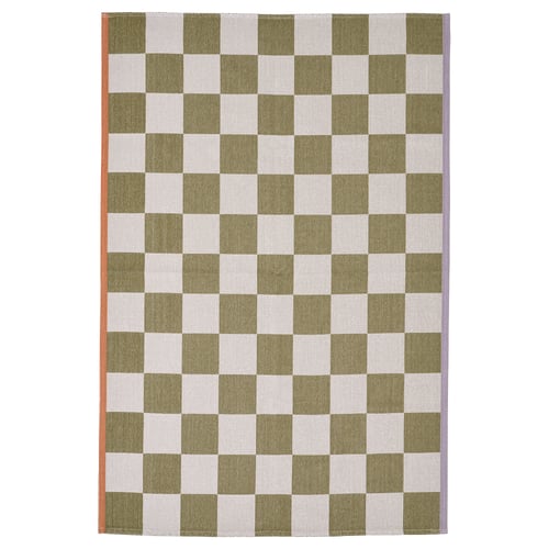KLASSRUM Rug, flatwoven, white/green, 133x195 cm