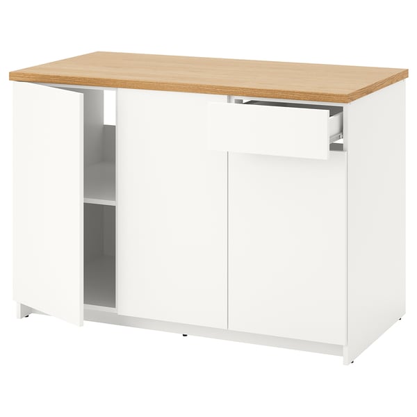 KNOXHULT Base cabinet with doors and drawer, white, 120 cm