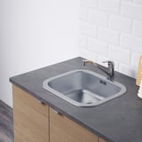 KNOXHULT Base cabinet with doors and drawer, wood effect/grey, 120 cm