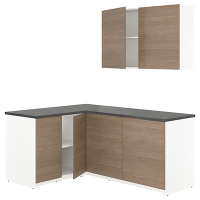 KNOXHULT Corner kitchen, wood effect grey, 182x143x220 cm