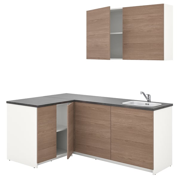 KNOXHULT Kitchen, wood effect grey, 182x143x220 cm