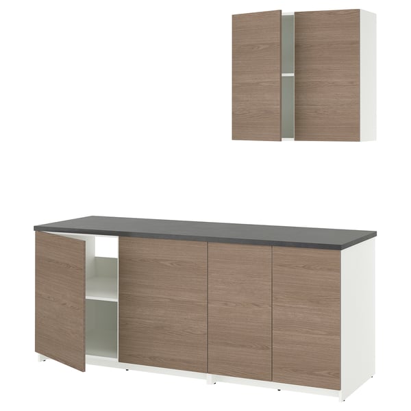 KNOXHULT Kitchen, wood effect grey, 204x61x220 cm