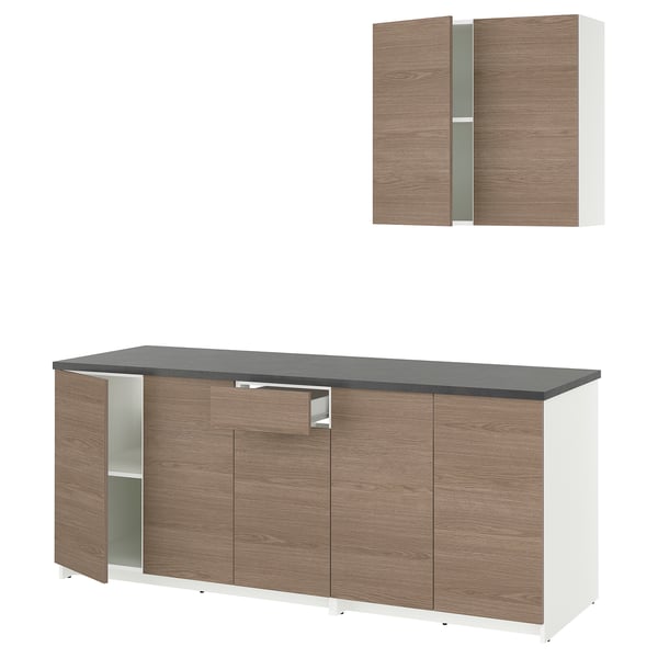 KNOXHULT Kitchen, wood effect grey, 204x61x220 cm