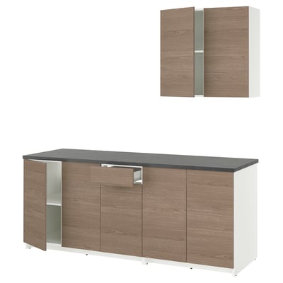 KNOXHULT Kitchen, wood effect grey, 204x61x220 cm
