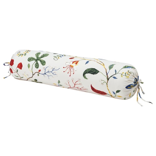 KRONBUSKE Bolster case, light beige/floral pattern, 38x110 cm