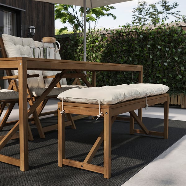 KUDDARNA Bench cushion, outdoor, light grey-beige, 120x40 cm