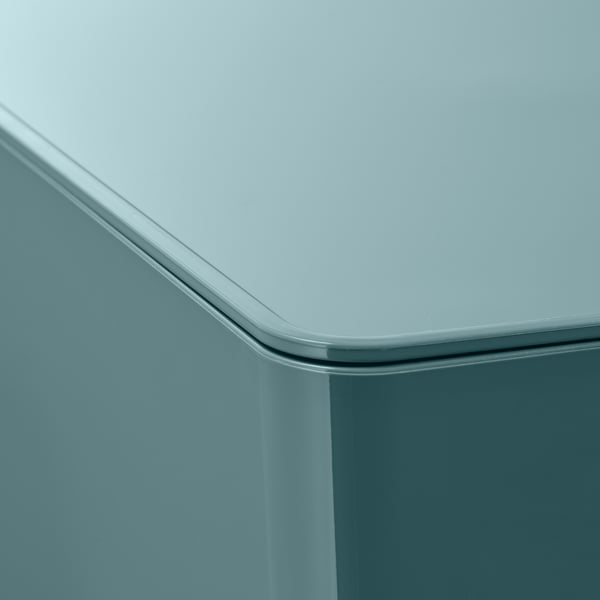 KUGGIS Storage box with lid, turquoise, 18x26x8 cm