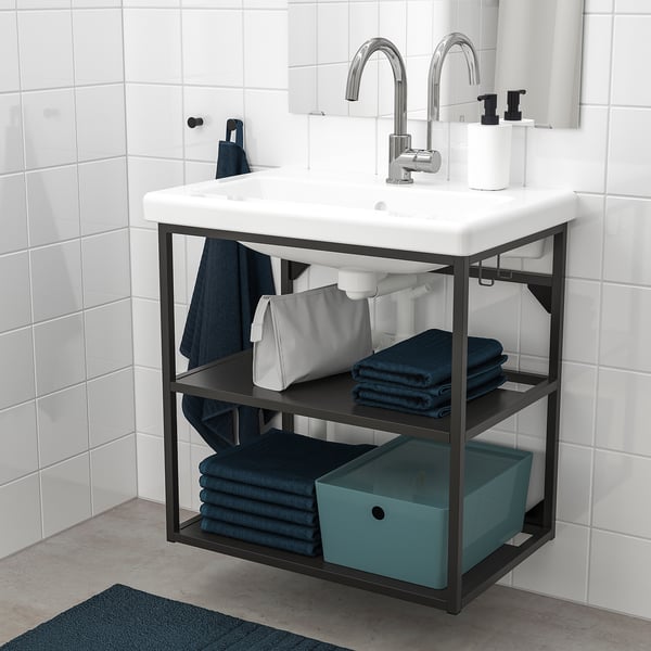 KUGGIS Storage box with lid, turquoise, 26x35x15 cm