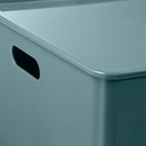 KUGGIS Storage box with lid, turquoise, 37x54x21 cm