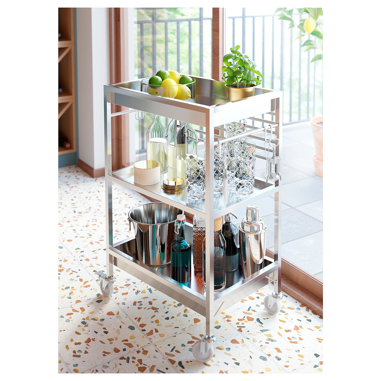 KUNGSFORS Kitchen trolley, stainless steel, 60x40 cm - IKEA