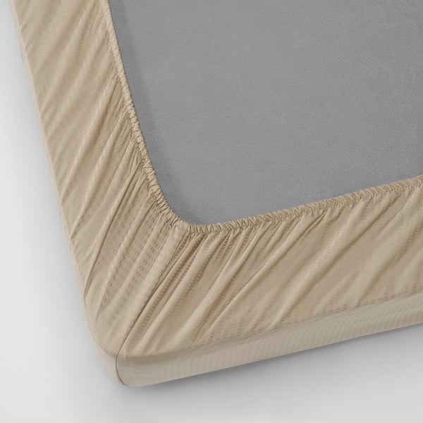 LÄKEVÄNDEROT Fitted sheet, beige, 150x200 cm