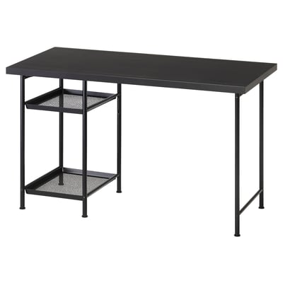 LAGKAPTEN / SPÄND Desk, black-brown/black, 120x60 cm
