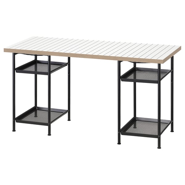 LAGKAPTEN / SPÄND Desk, white anthracite/black, 140x60 cm