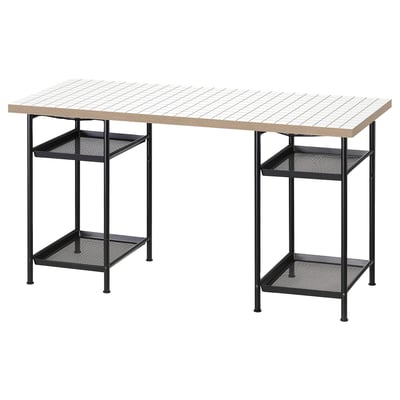 LAGKAPTEN / SPÄND Desk, white anthracite/black, 140x60 cm