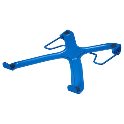 Blue LÅNESPELARE laptop stand, sleek design, foldable, lightweight, steel frame with plastic parts.