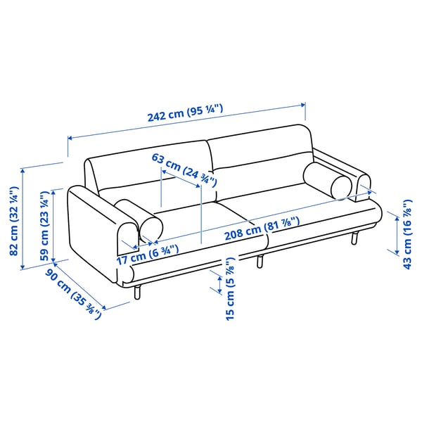 LÅNGARYD 3-seat sofa, Lejde light grey/wood - IKEA