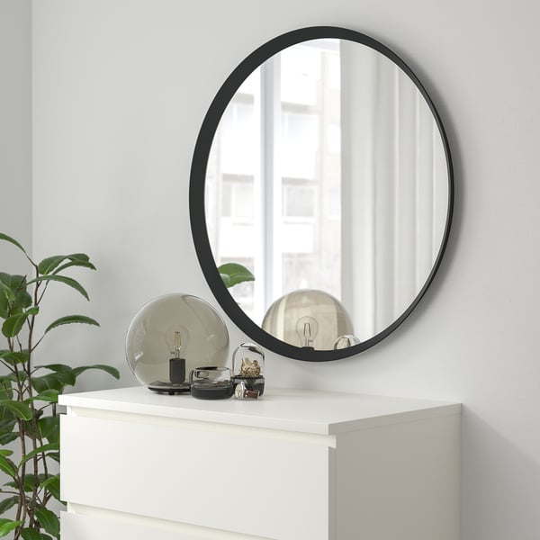 LANGESUND Mirror, dark grey, 80 cm