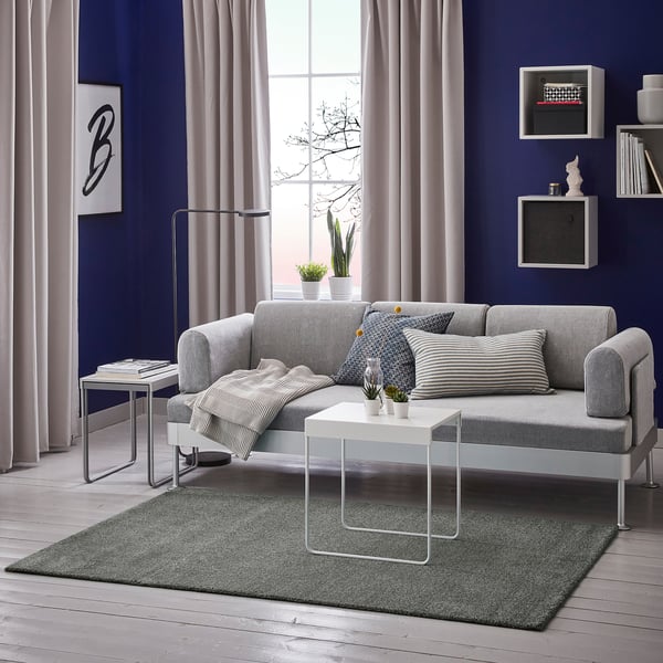 LANGSTED Rug, low pile, light grey, 133x195 cm