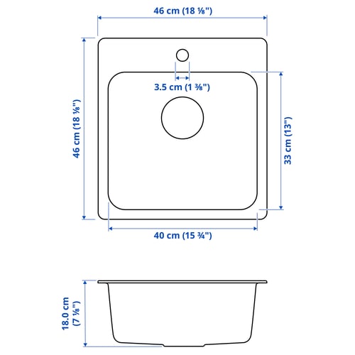 Illustration with measurements for the product: LÅNGUDDEN.