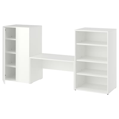 LASTARE Storage combination, white/with bench, 210x42x101 cm