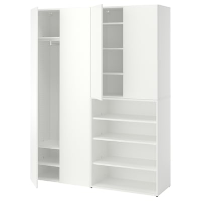 A white LASTARE wardrobe, a modular storage unit with adjustable shelves and hanging space.