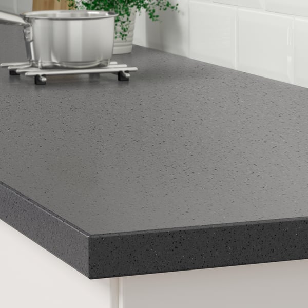 Laxne Custom Made Worktop Grey Black Mineral Effect Acrylic Ikea
