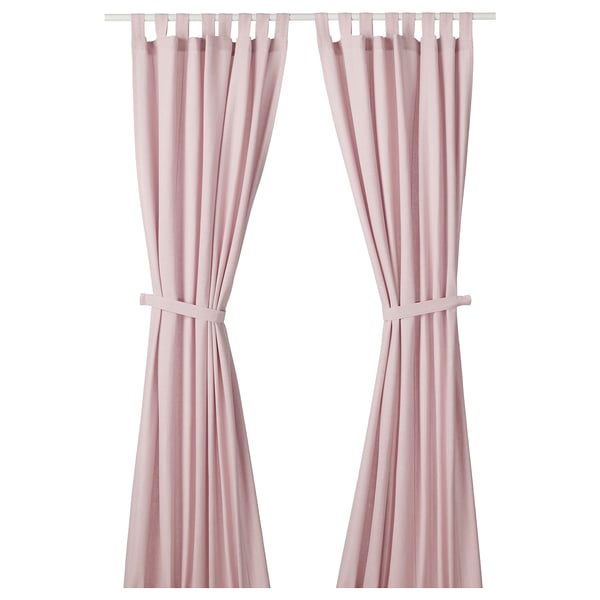 Lenda Curtains With Tie Backs 1 Pair Light Pink Ikea