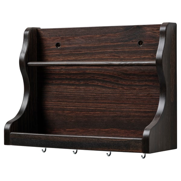 LEVLA Wall organiser, dark brown, 28x9x21 cm