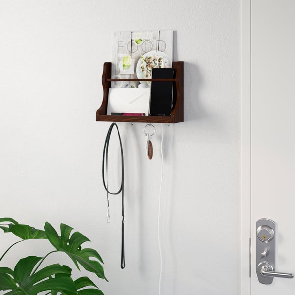 LEVLA Wall organiser, dark brown, 28x9x21 cm