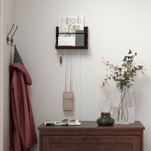 LEVLA Wall organiser, dark brown, 28x9x21 cm