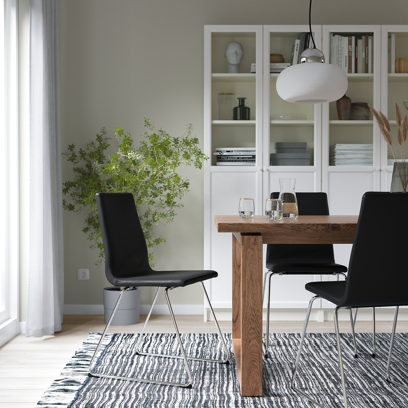 IKEA カウンターチェア リルローネス ダークグレー LILLÅNÄS LILLÅNÄS chair, chrome-plated/Bomstad black - IKEA Malaysia