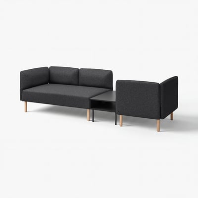 Modern charcoal grey LILLEHEM modular sofa with wooden legs and optional side table.